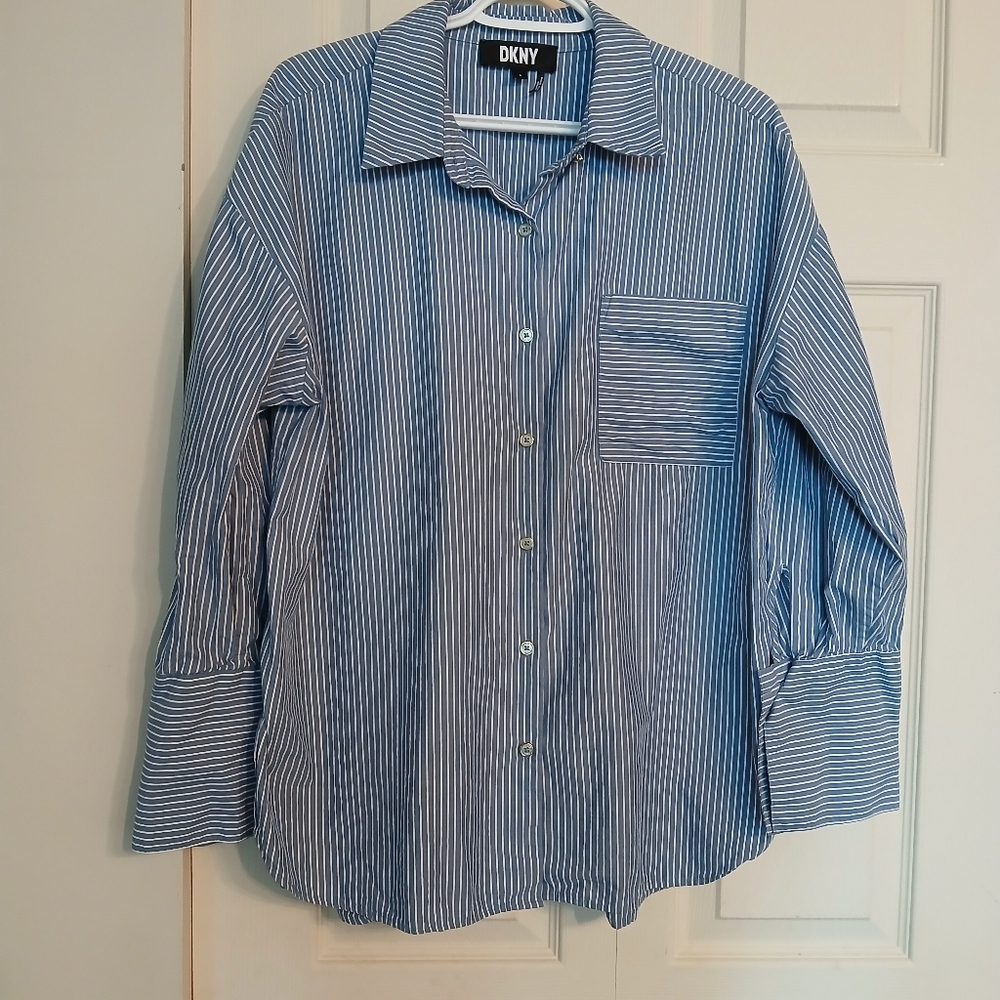 DKNY Striped Men's Button Up Dress Shirt Size Large (L)